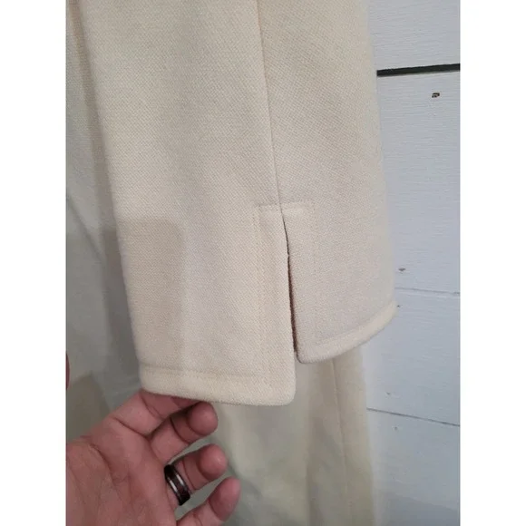 Vintage The Travelaire Cream Wool Button Split Cuff Union Made Dress Coat Sz 16 - Picture 12 of 16